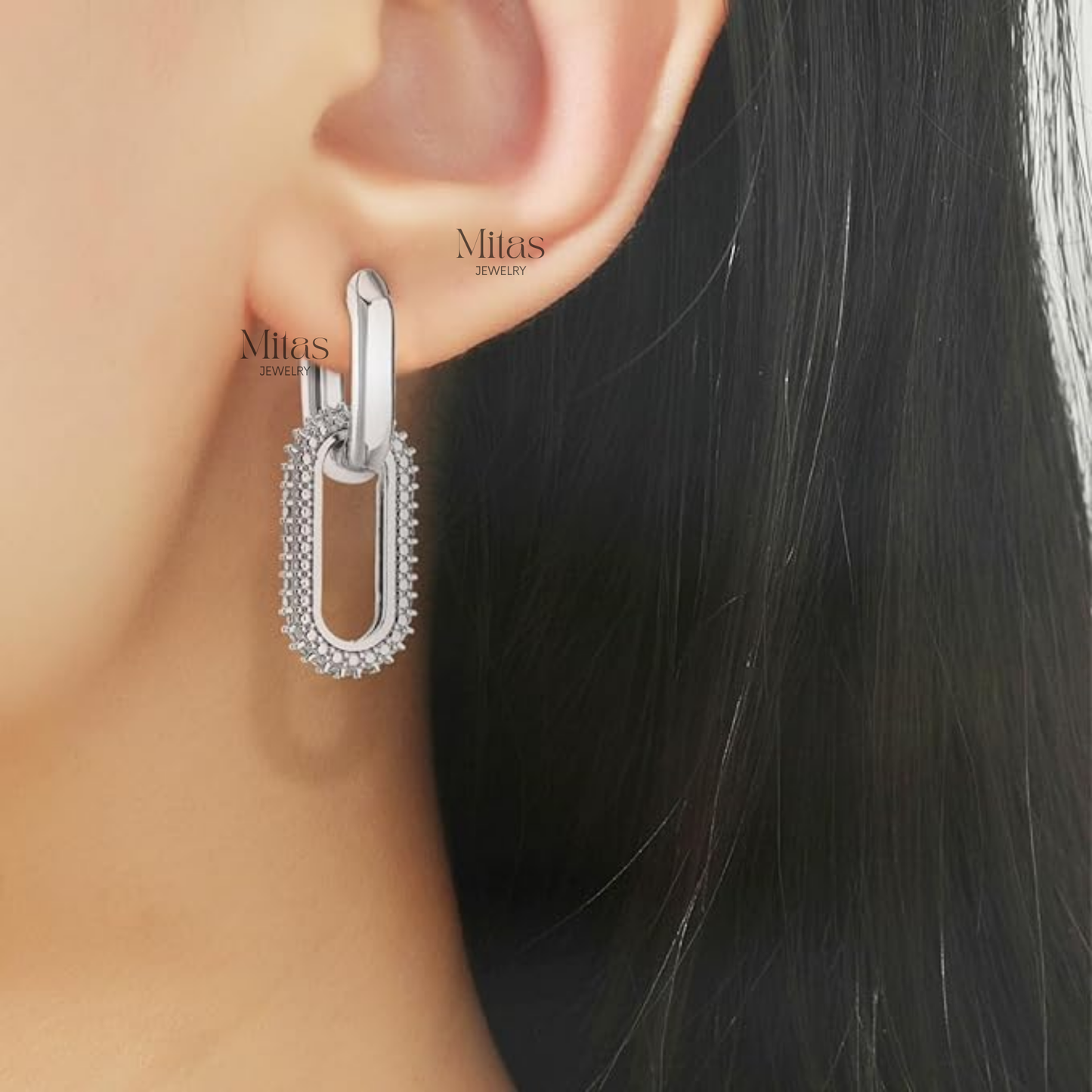 Pendientes de Eslabones Plateados