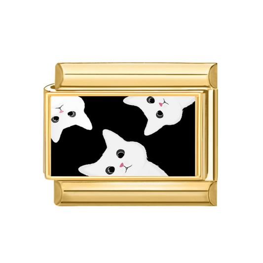 Charm Gatitos Plateado & Dorado
