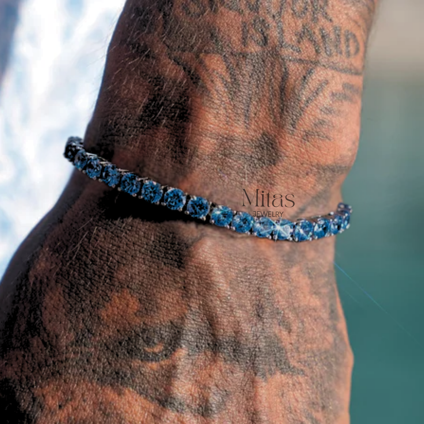 Brazalete Tennis Plateado & Azul