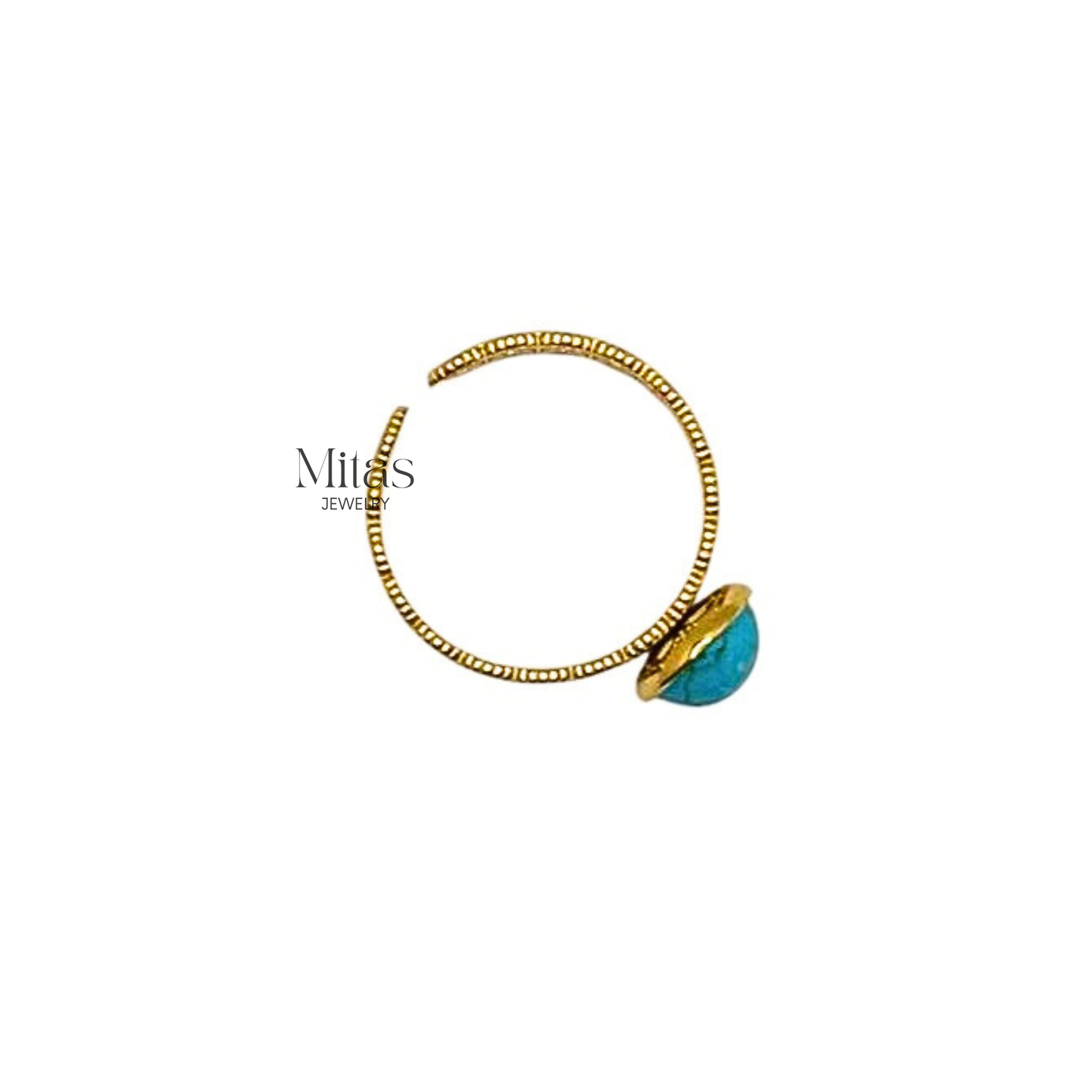 Anillo Dorado Piedra Aqua