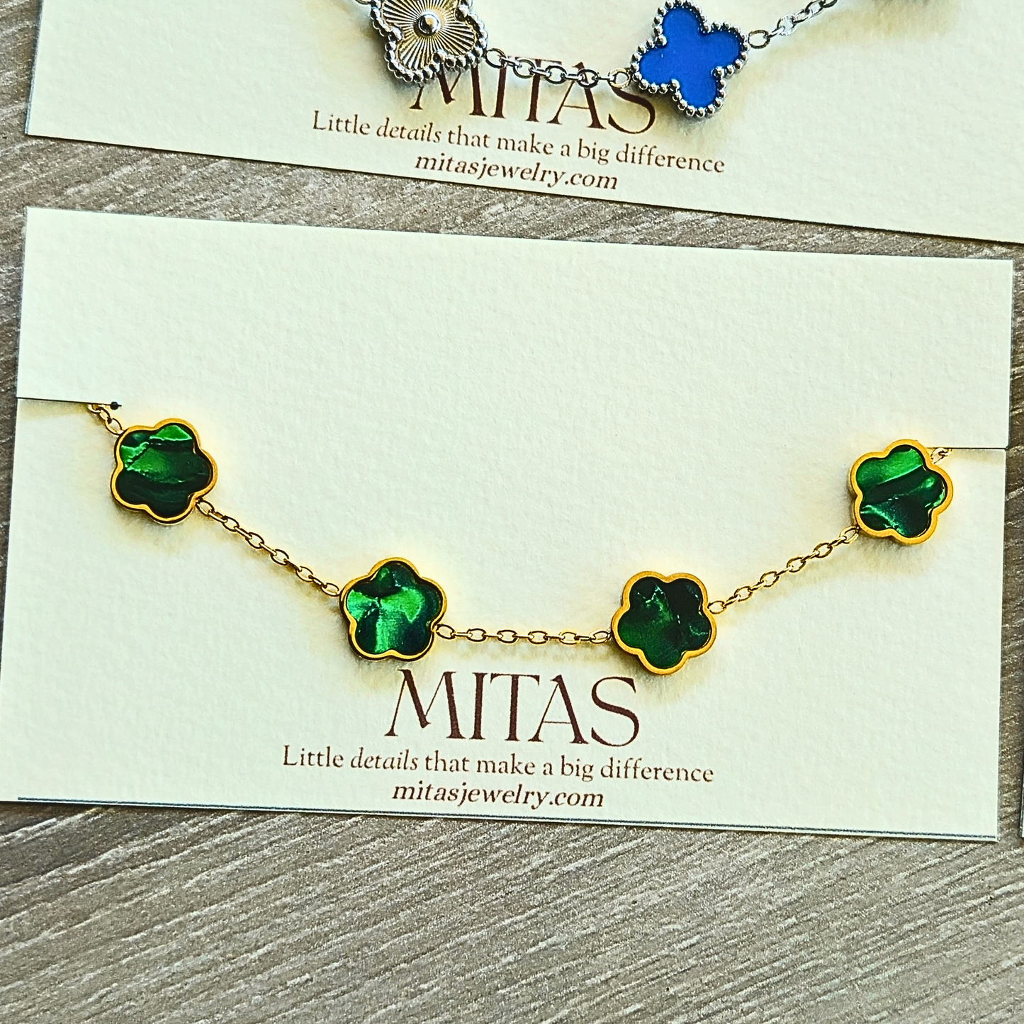 Brazalete Trébol Verde & Dorado