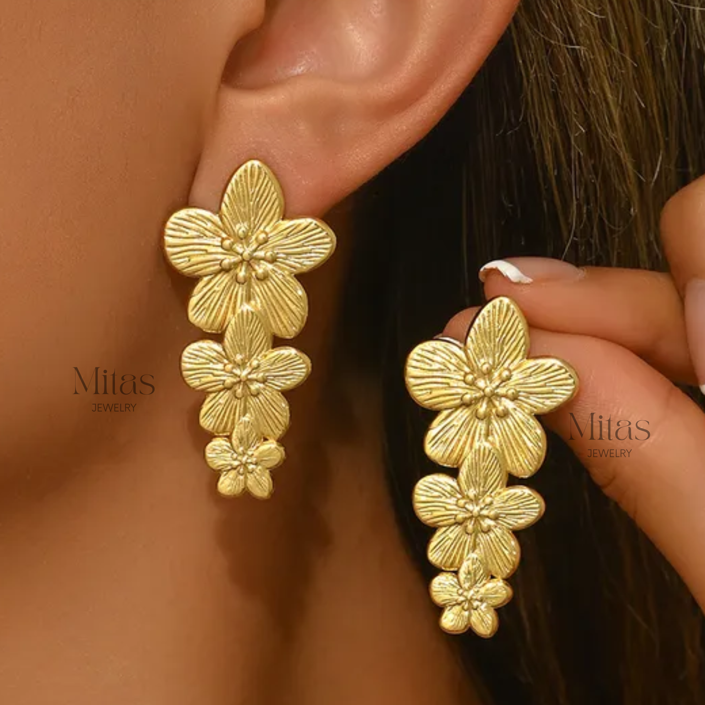 Aretes Flor Cascada