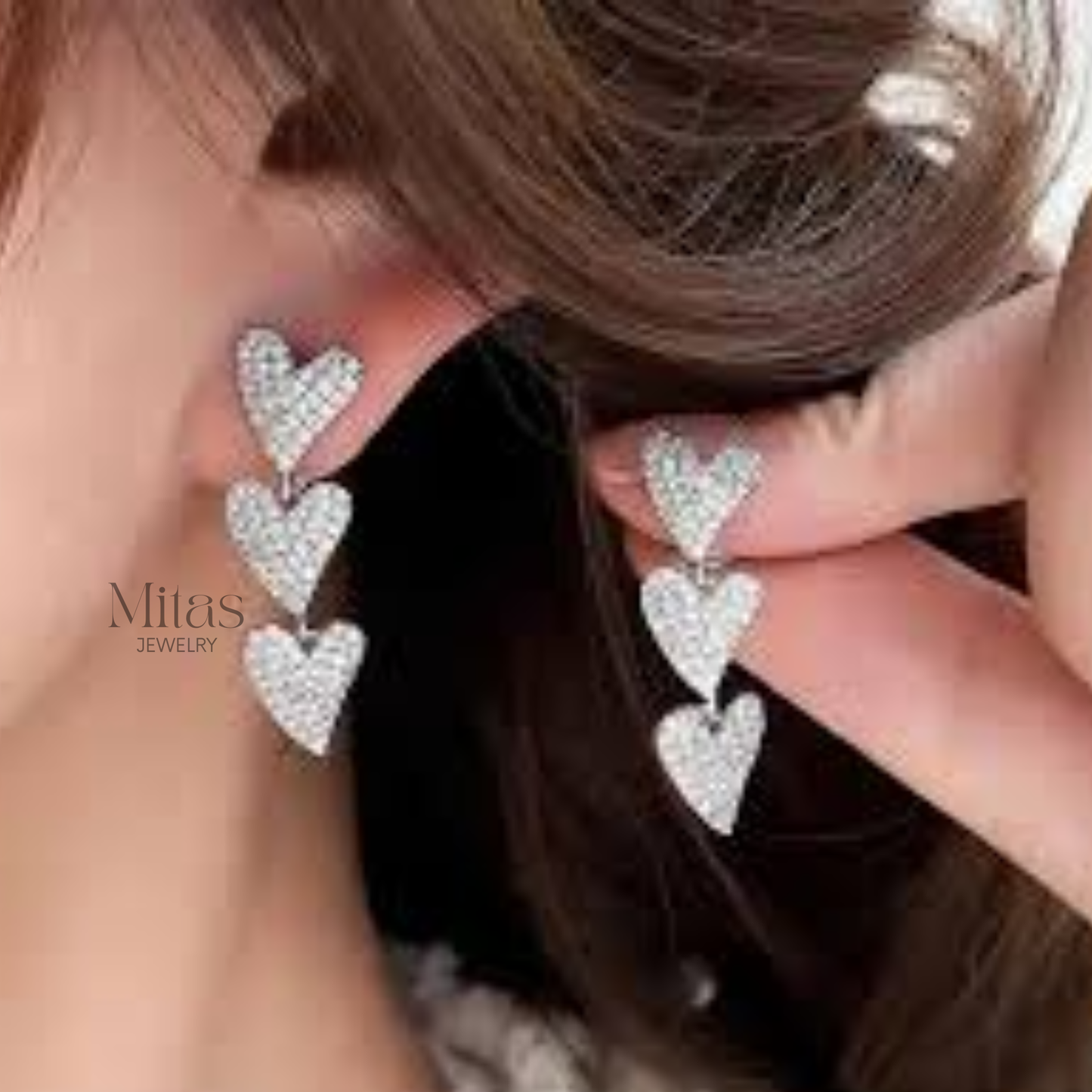 Aretes Cascada Corazón