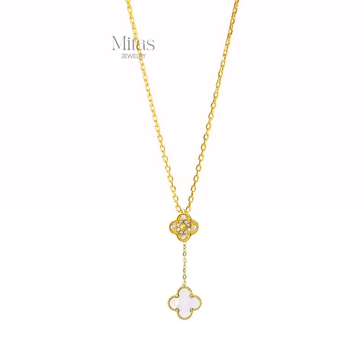 Cadenita Trébol Blanco & Zircones