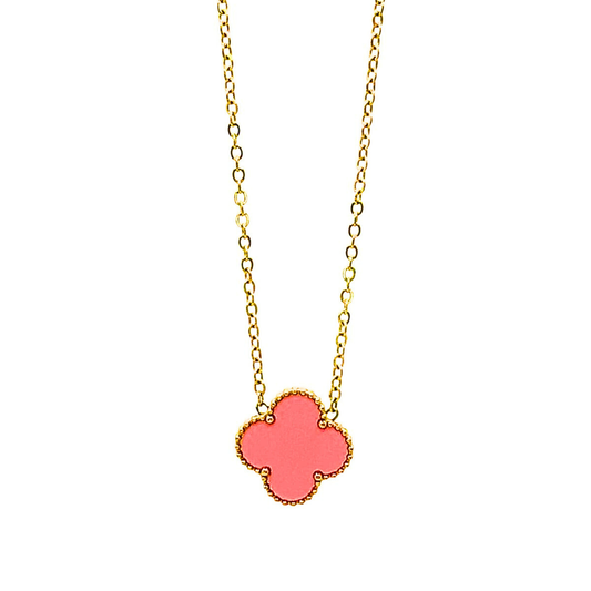 Collar Dorado Trébol Rosa