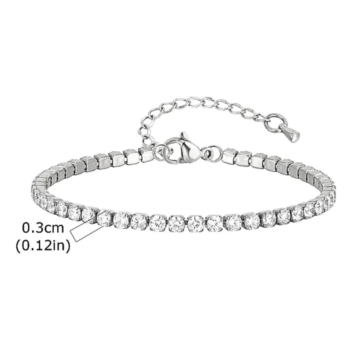 Brazalete Tennis Plateado - PROMO desde 3 Brazaletes $9.99 c.u.