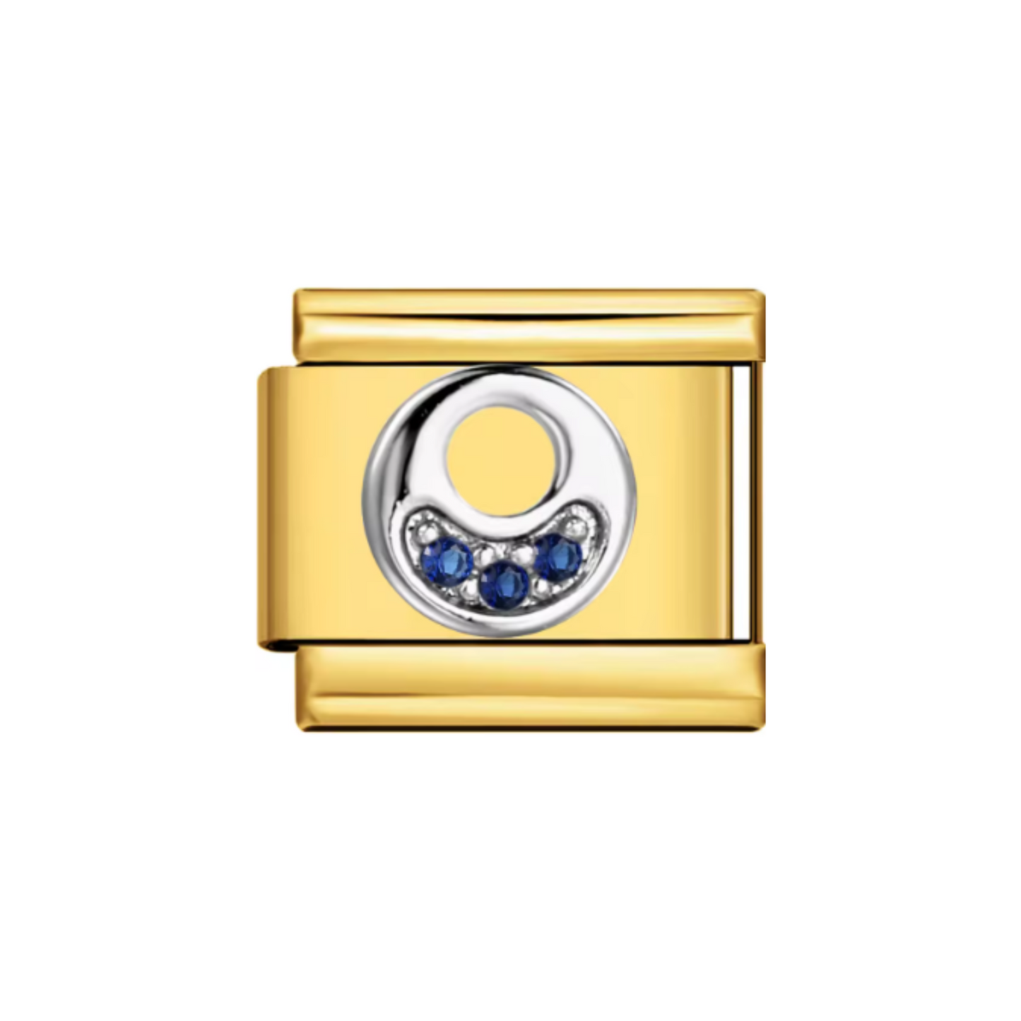 Charm Letra O — Dorado con Detalles Azules