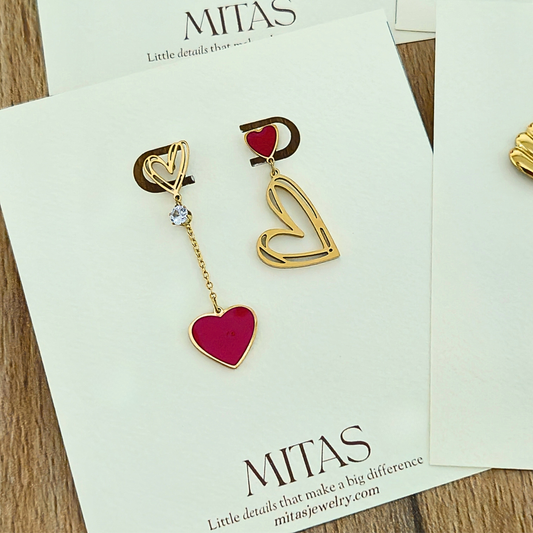 Aretes Colgante Corazones