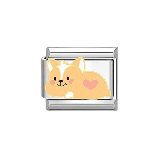 Charm Corgi Plateado & Dorado