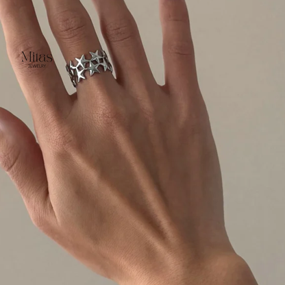 Anillo Plateado Estrellas