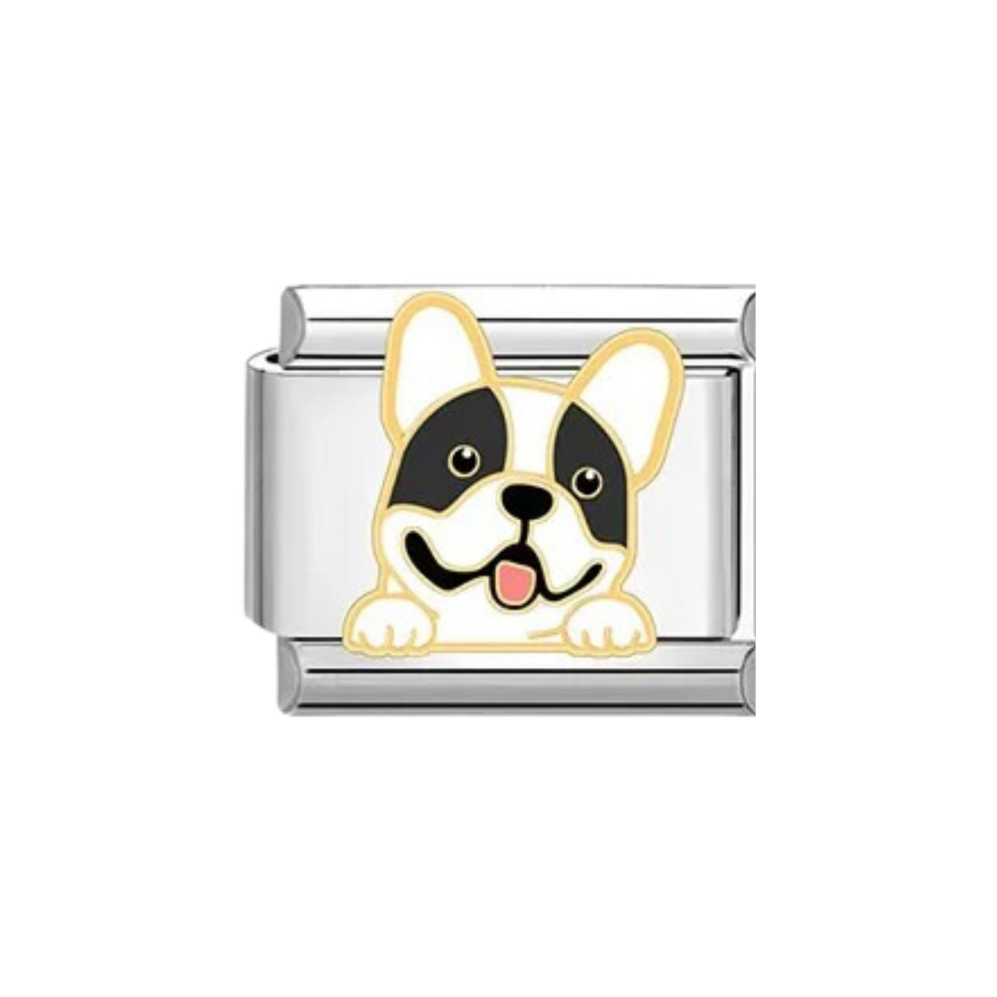 Charm Bulldog Frances Plateado & Dorado