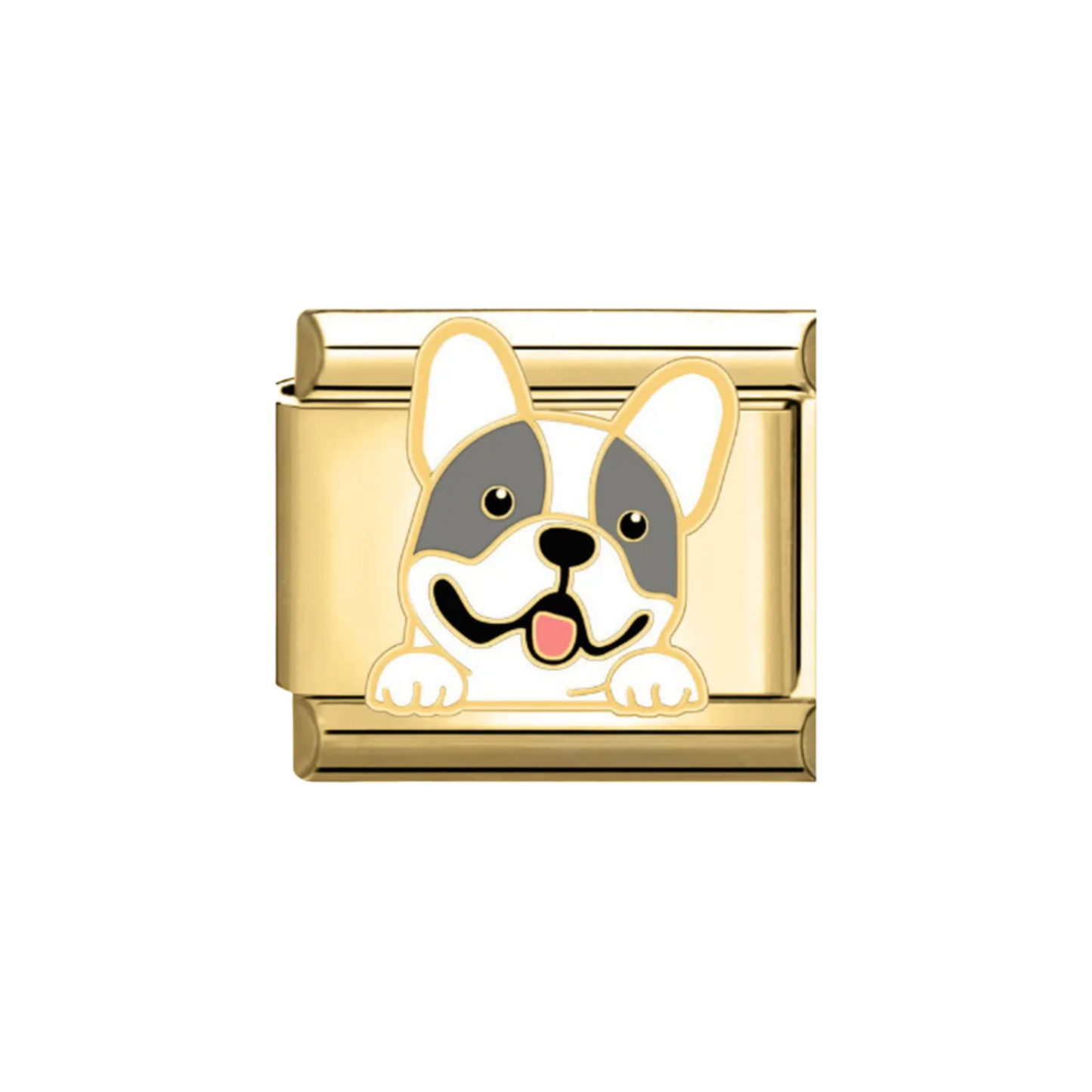 Charm Bulldog Frances Plateado & Dorado