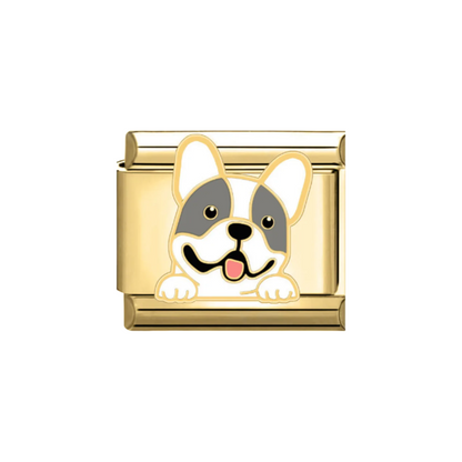 Charm Bulldog Frances Plateado & Dorado