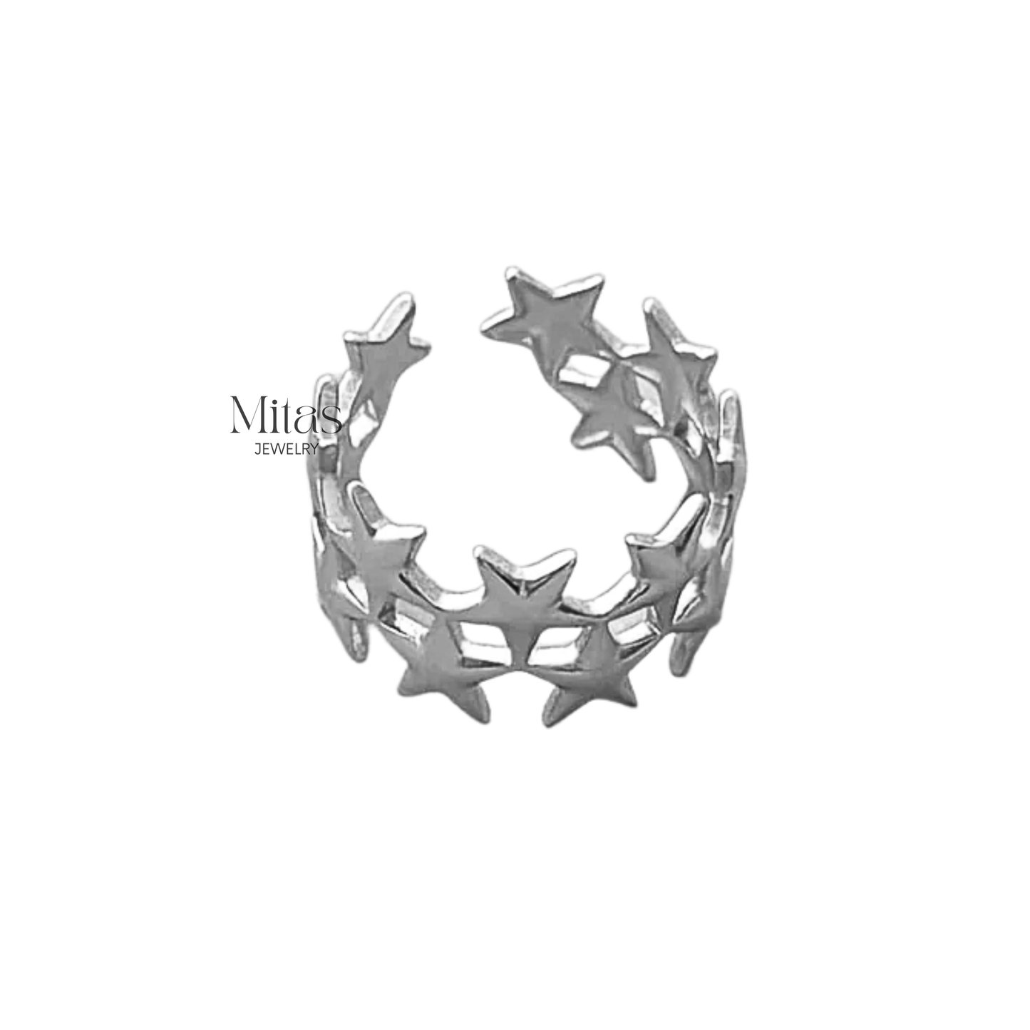 Anillo Plateado Estrellas