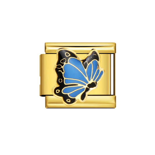 Charm Dorado Mariposa Azul