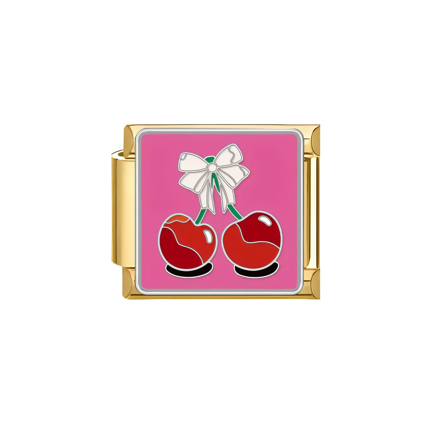 Charm Dorado Cereza Rosa