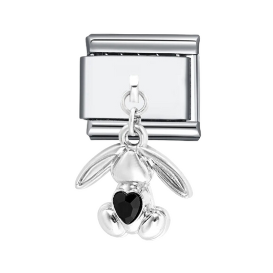 Charm Conejo Corazón Negro