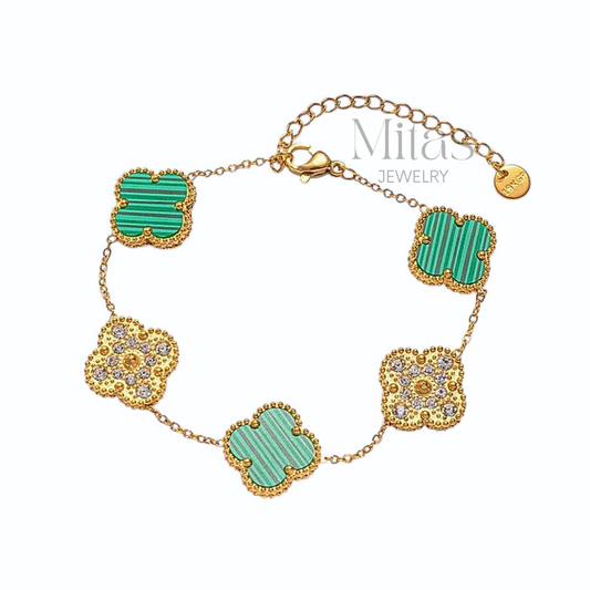 Brazalete Trébol Verde & Dorado