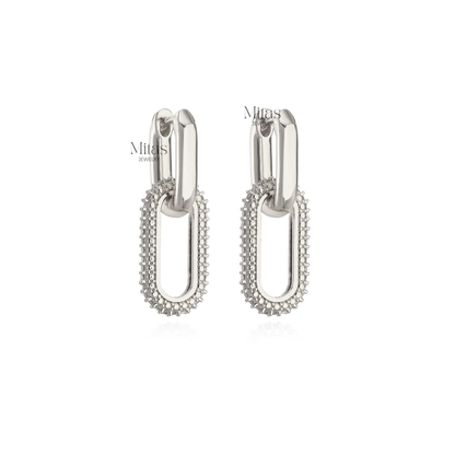 Pendientes de Eslabones Plateados