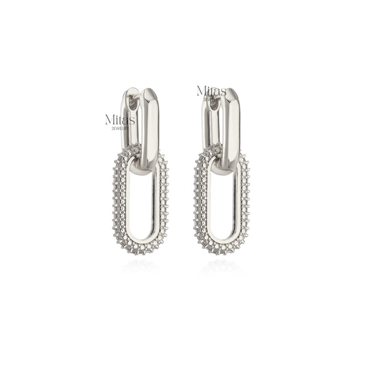 Pendientes de Eslabones Plateados