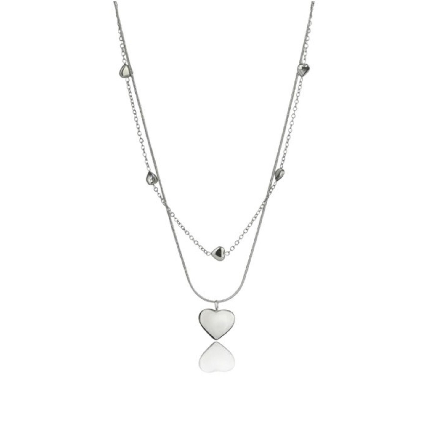 Collar Plateado Layer Corazón