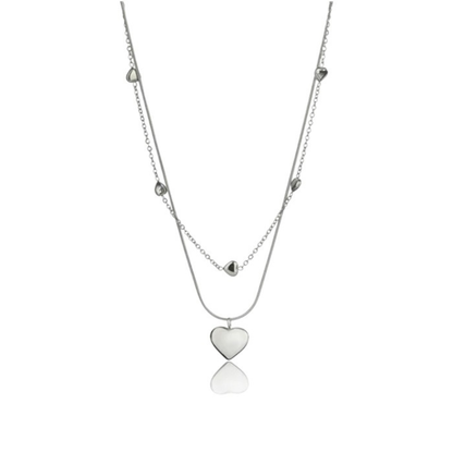 Collar Plateado Layer Corazón