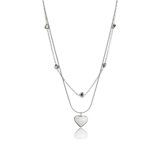 Collar Plateado Layer Corazón