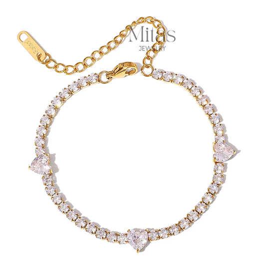Brazalete Tennis Detalles de Corazones