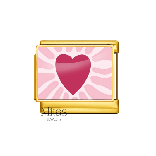 Charm Dorado Corazón Rosa