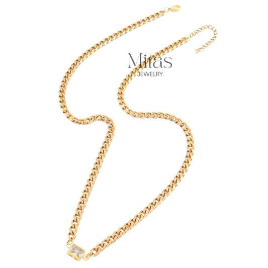 Cadena Dorada & Plateada Detalle Cristal