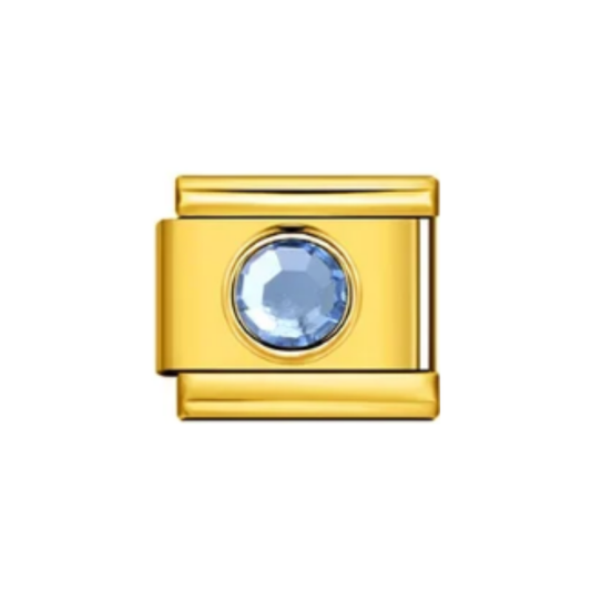Charm Dorado Detalle Celeste