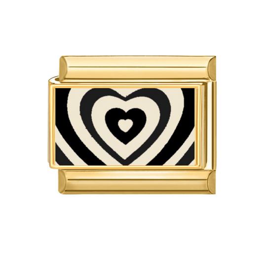 Charm Corazón Negro Plateado & Dorado