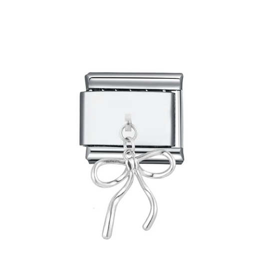 Charm Plateado Ribbon Colgante