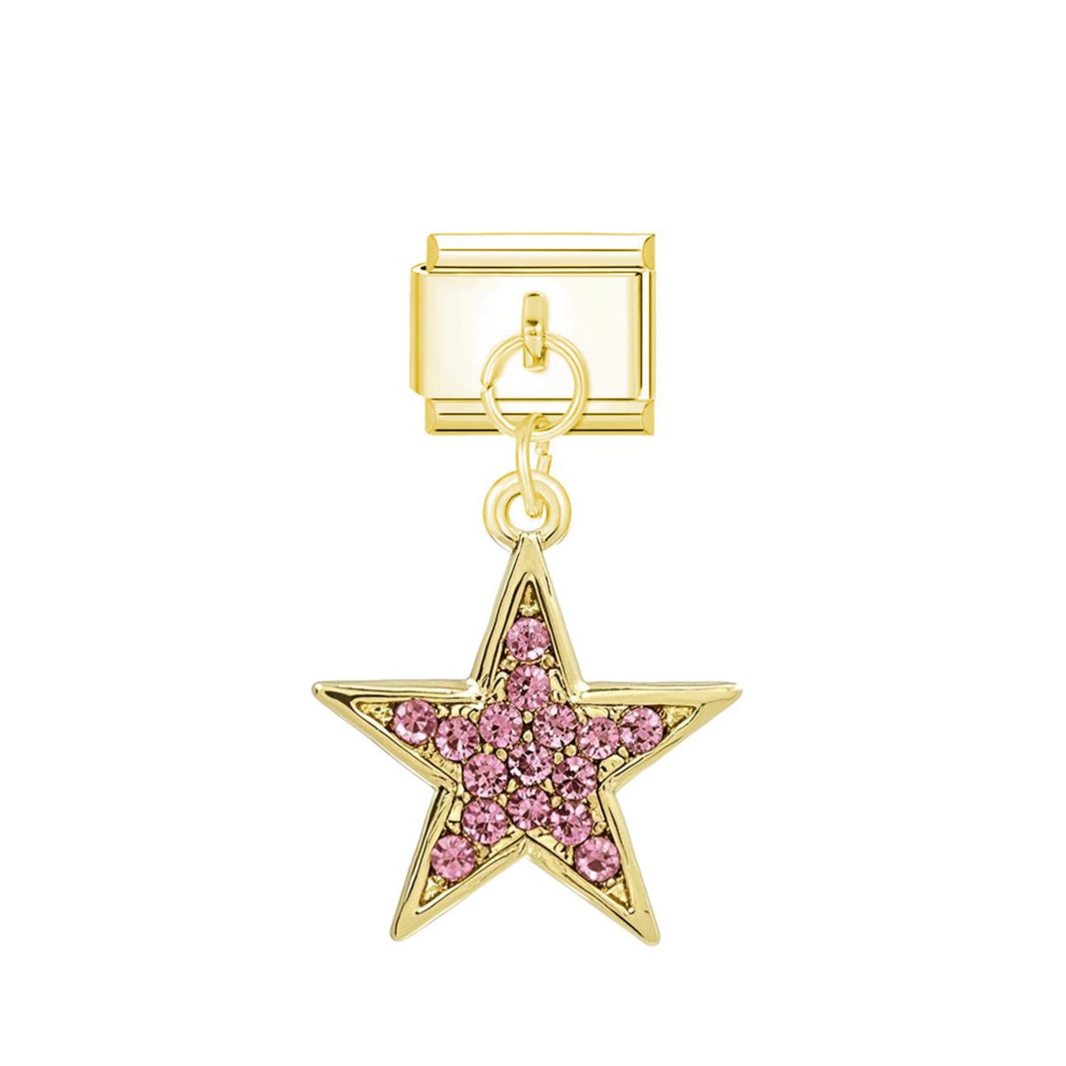 Charm Colgante Estrella Rosa Plateado & Dorado