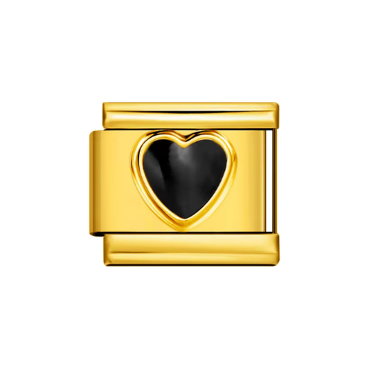 Black Golden Heart Charm