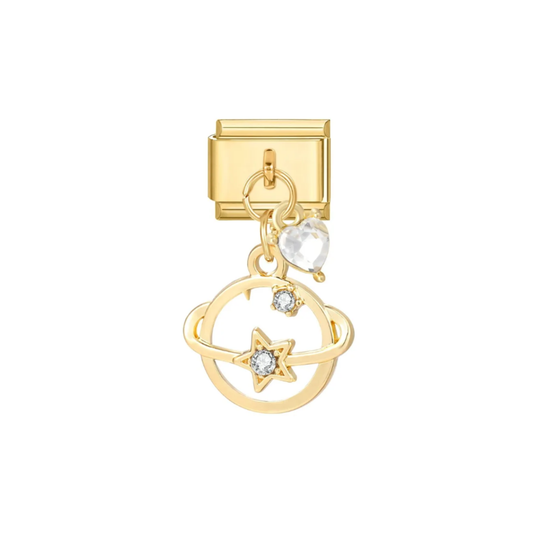 Charm Colgante Dorado Saturno