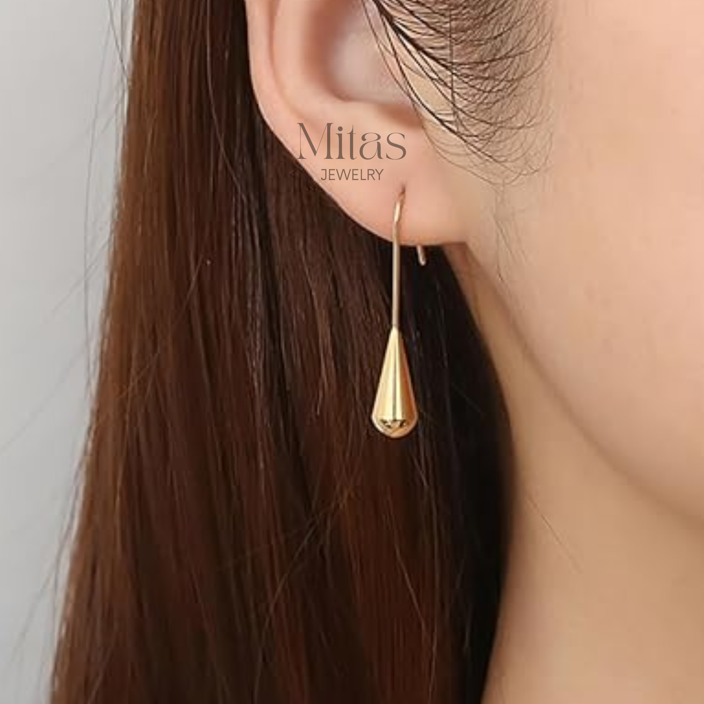 Aretes Colgante Gota Plateado & Dorado