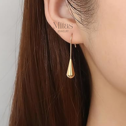 Aretes Colgante Gota Plateado & Dorado
