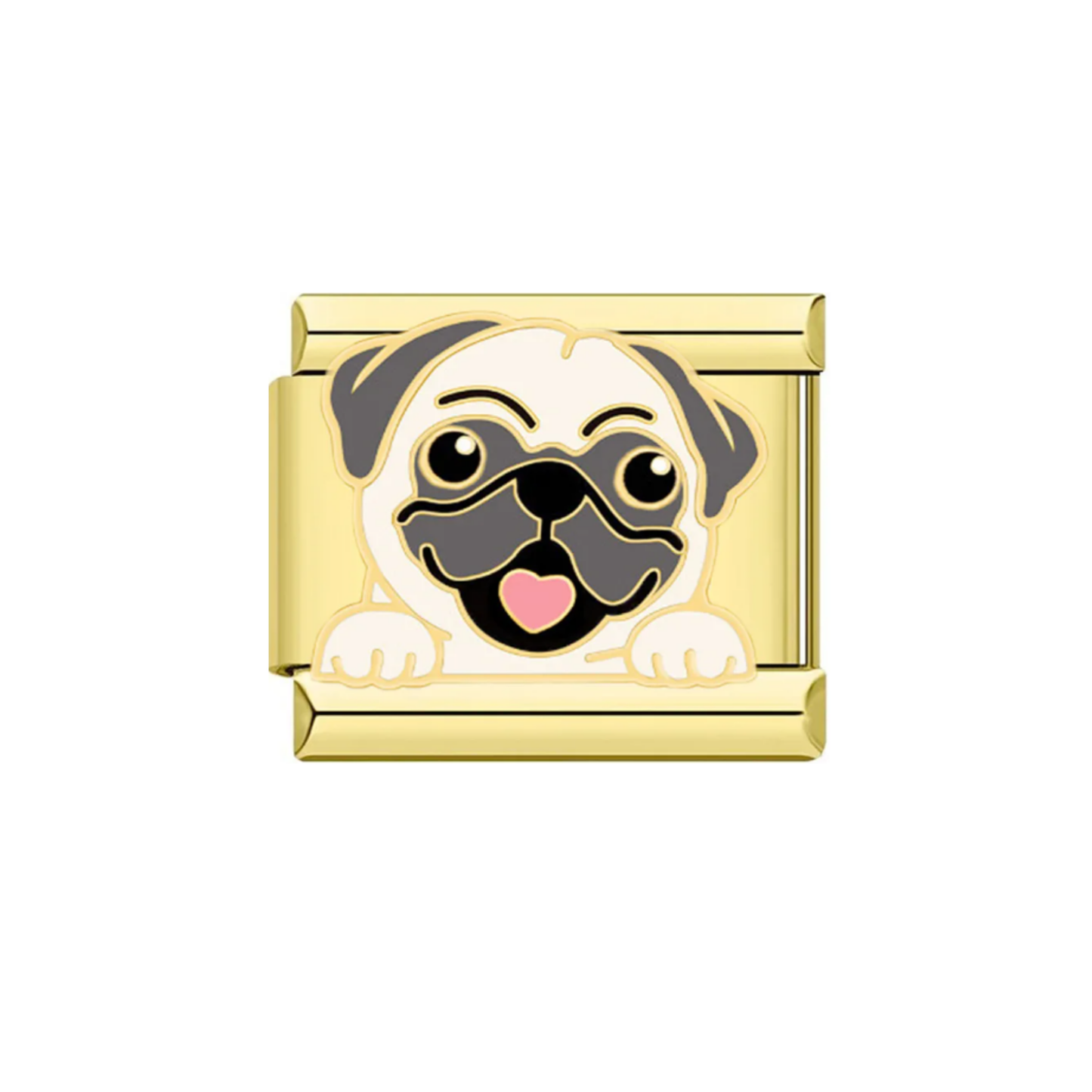 Charm Pug Dog Plateado & Dorado