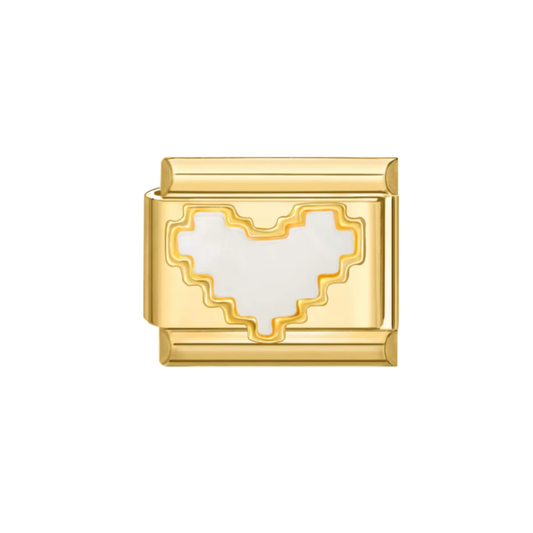Charm Dorado Corazón Blanco
