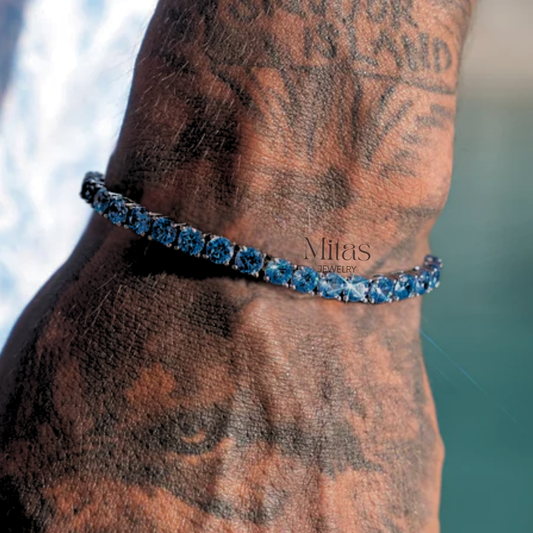 Brazalete Tennis Plateado & Azul