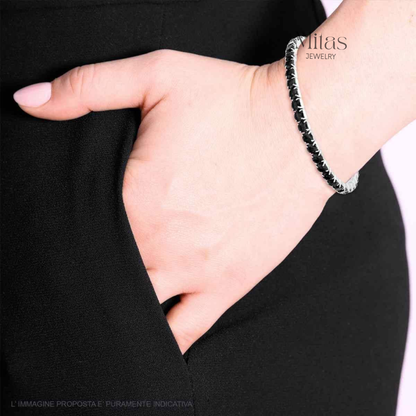 Brazalete Tennis Plateado & Negro