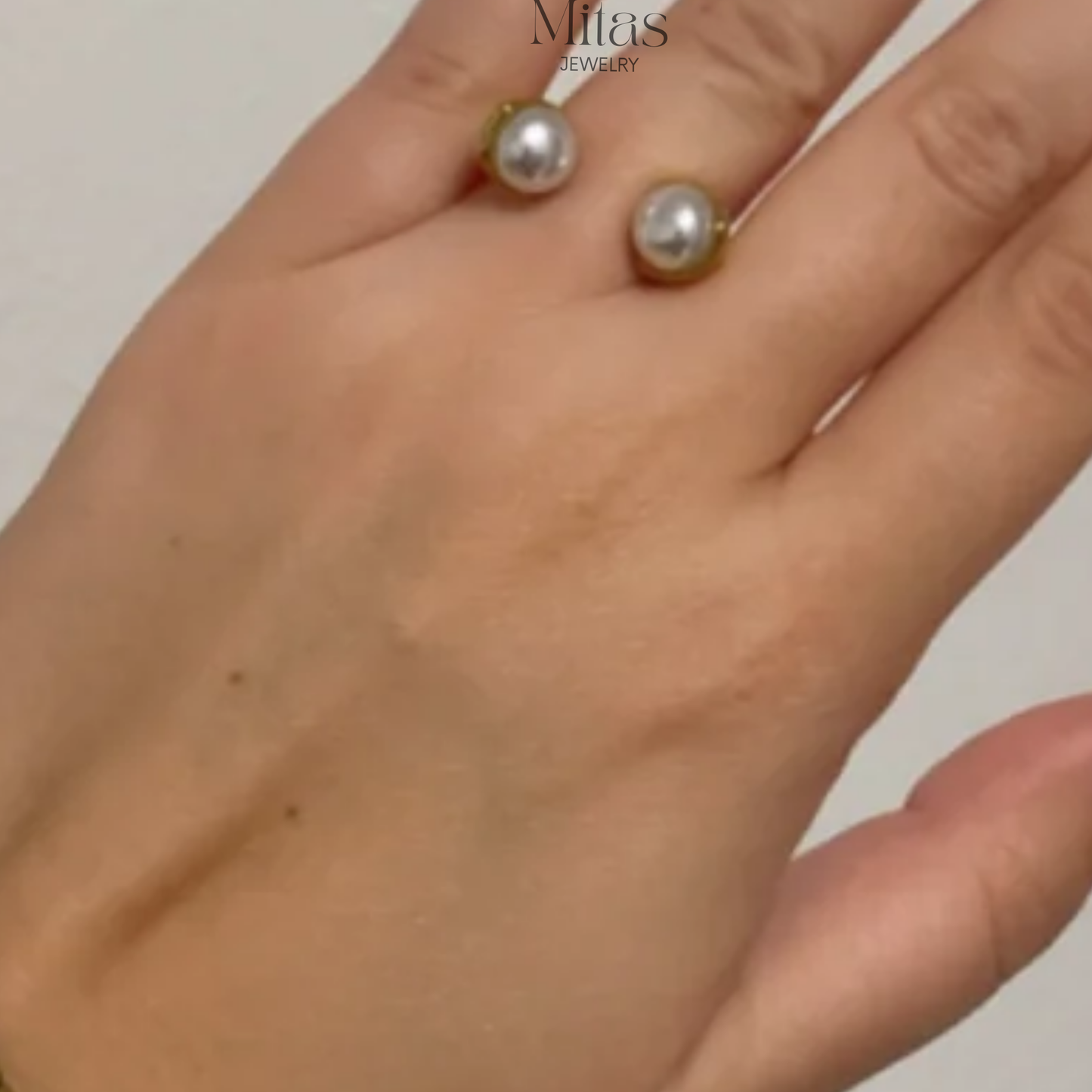 Anillo Perla Ajustable Dorado & Plateado