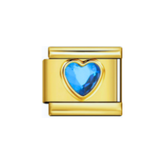 Charm Dorado Corazon Azul
