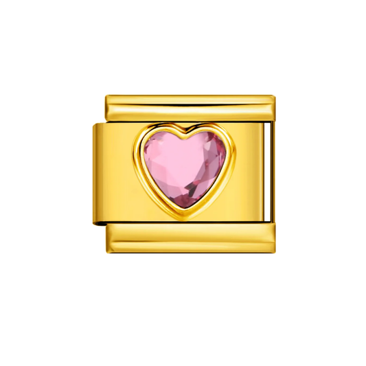 Charm Dorado Corazón Rosa