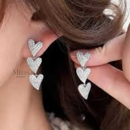 Aretes Cascada Corazón