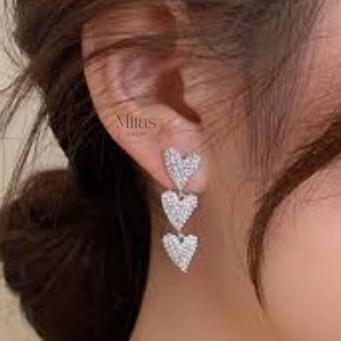 Aretes Cascada Corazón