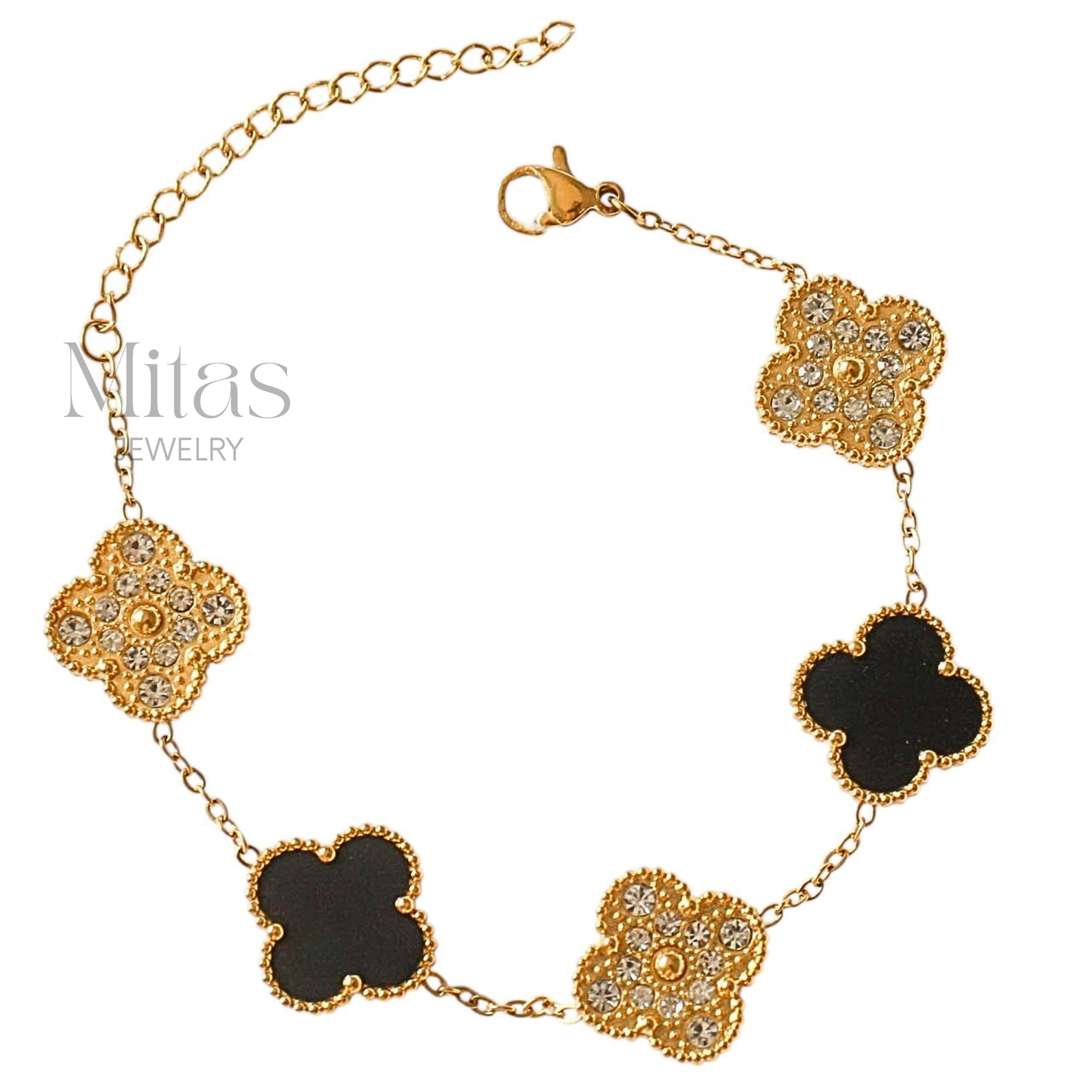 Brazalete Trébol Dorado & Negro