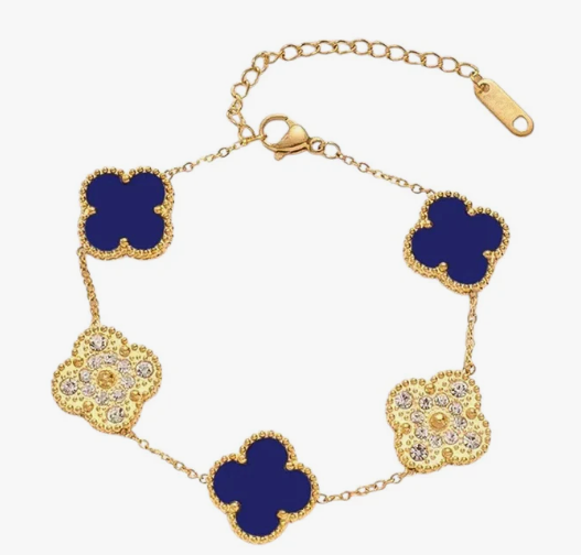 Brazalete Trébol Dorado & Azul