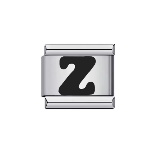 Charm Letra Z — Plateado con Detalle Negro
